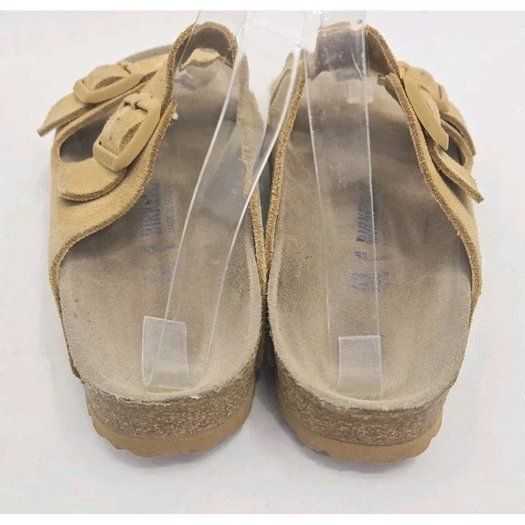 Birkenstock Sandals Size 41 Womens 10 N Arizona Latte Beige Leather Slip On Soft - Picture 6 of 14
